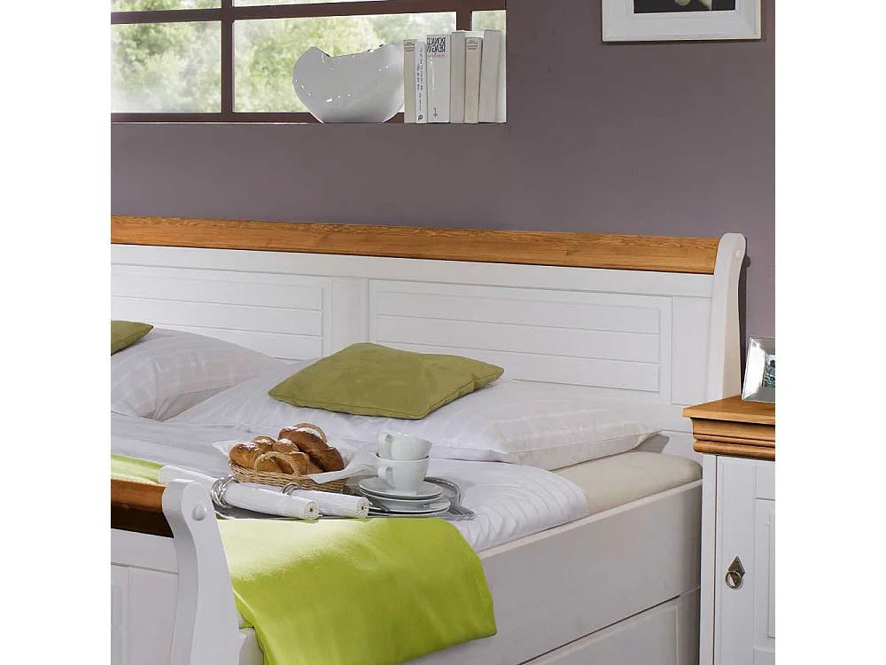 Ehebett in Weiß Honigfarben