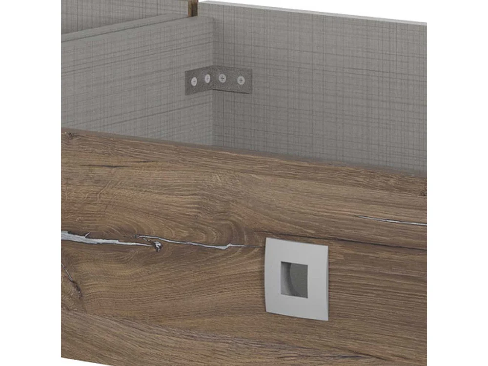 Jugendbettgestell in Holzoptik verwittert und Weiß modernem Design