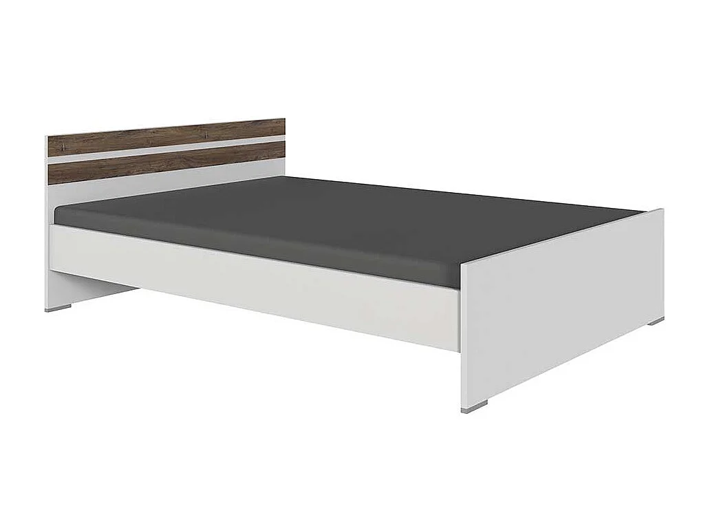 Jugendbettgestell in Holzoptik verwittert und Weiß modernem Design