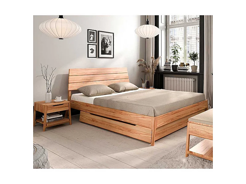 Naturholzbetten in Kernbuchefarben 94 cm Kopfteil