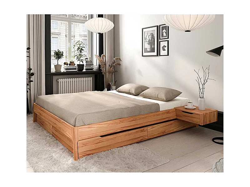 Doppelbettgestell aus Kernbuche Massivholz modernem Design