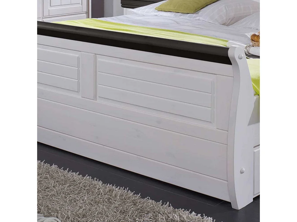 Landhausbett in Weiß Dunkelbraun