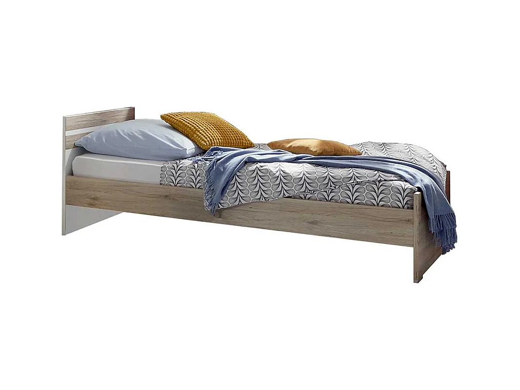 Günstiges Jugendbett in Eiche San Remo und Weiß Made in Germany