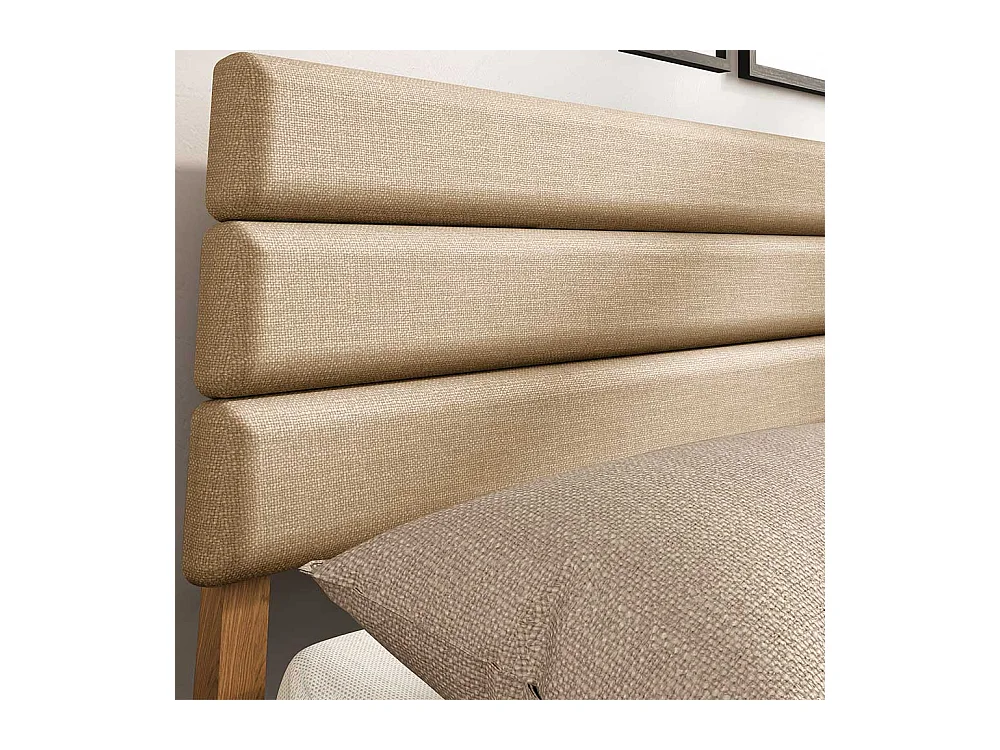 Französisches Bett in Wildeichefarben und Beige 214 cm tief