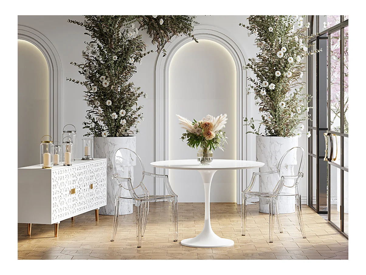 Fauteuil design en polycarbonate transparent ou Opaque - Collection Louiva-Couleur Noir