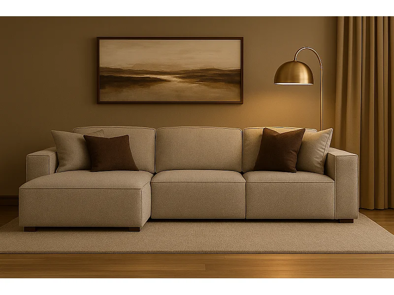 Modulares Ecksofa Cursal A links – 284 x 166 cm, beige Raven 30, modernes Design