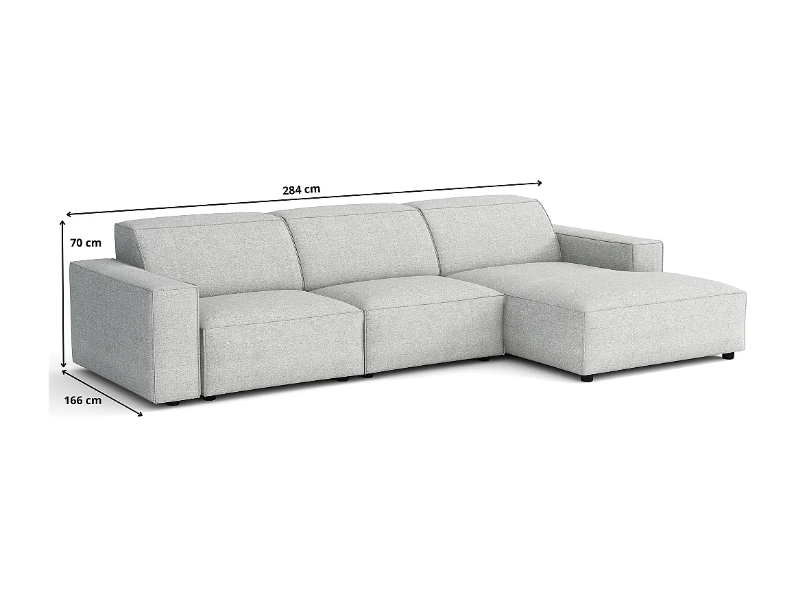 Canapé d’angle modulaire Cursal A gauche – 284 x 166 cm, créme Raven 24, design moderne