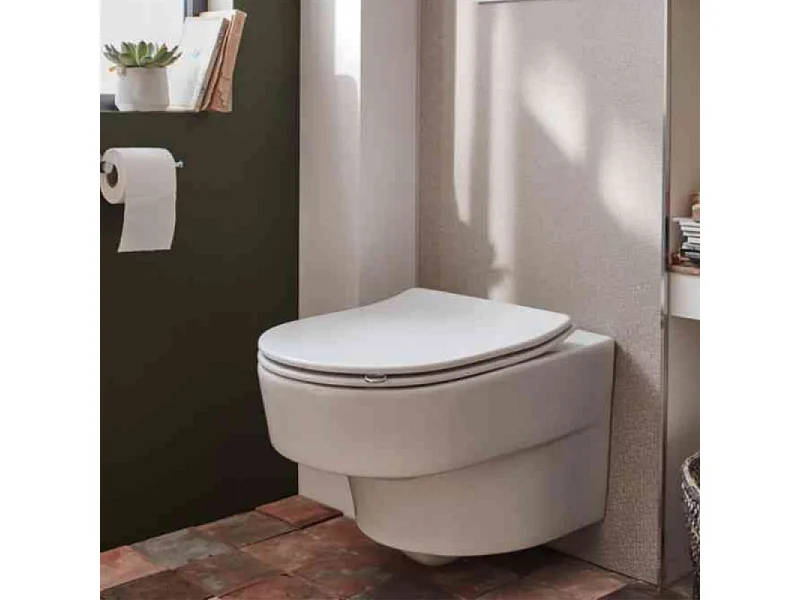 Pack WC suspendu sans bride JACOB DELAFON Odéon Rive Gauche + bâti support + plaque avec abattant extra plat