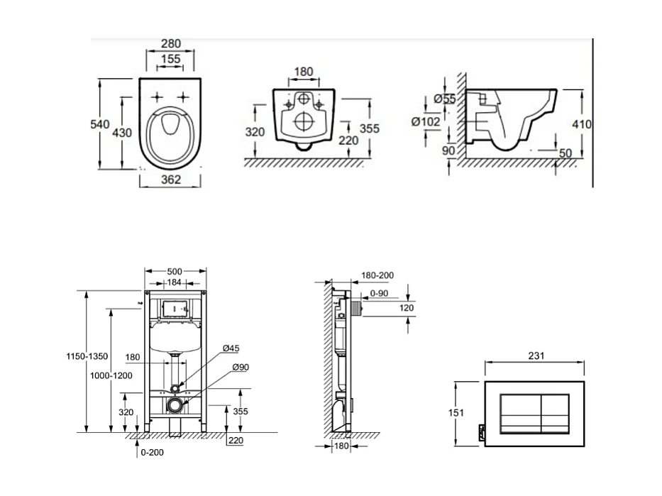 Pack WC suspendu sans bride JACOB DELAFON Odéon Rive Gauche + bâti support + plaque avec abattant extra plat