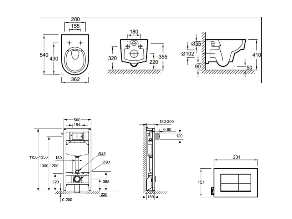 Pack WC suspendu sans bride JACOB DELAFON Odéon Rive Gauche + bâti support + plaque avec abattant extra plat