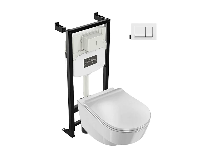Pack WC suspendu sans bride JACOB DELAFON Odéon Rive Gauche + bâti support + plaque avec abattant extra plat