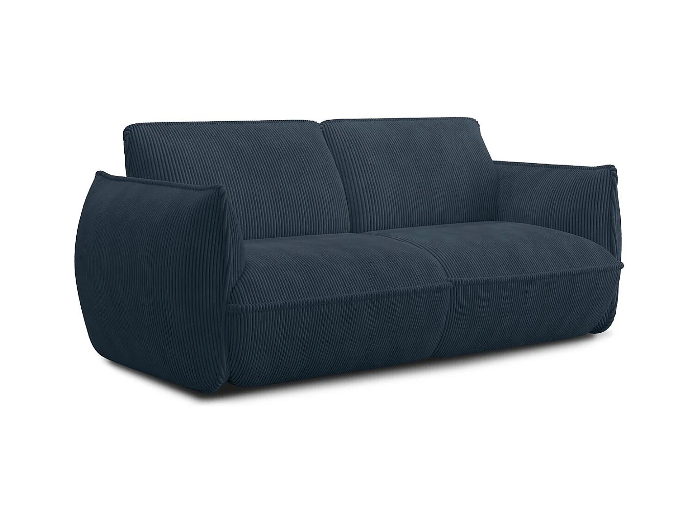 Canapé 3 places en velours côtelé bleu foncé - Lidia
