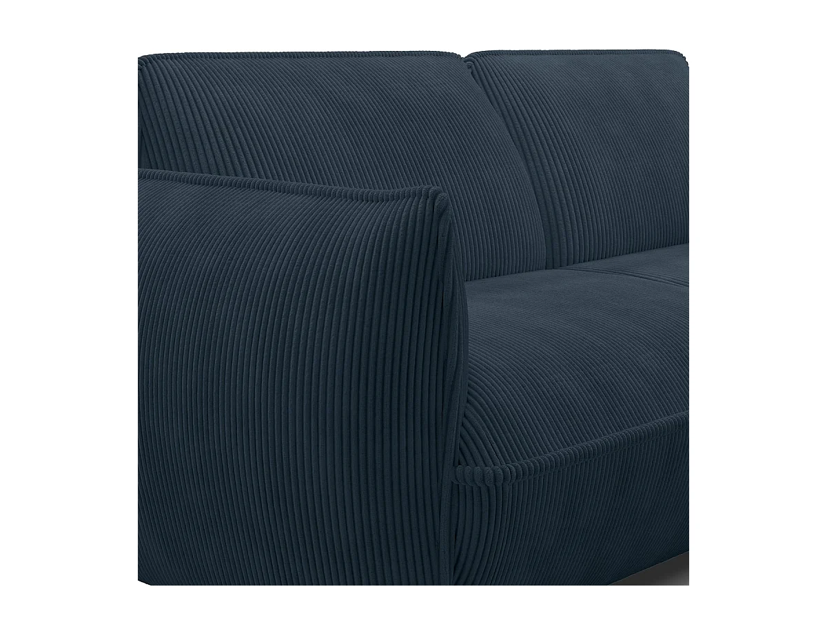Canapé 3 places en velours côtelé bleu foncé - Lidia