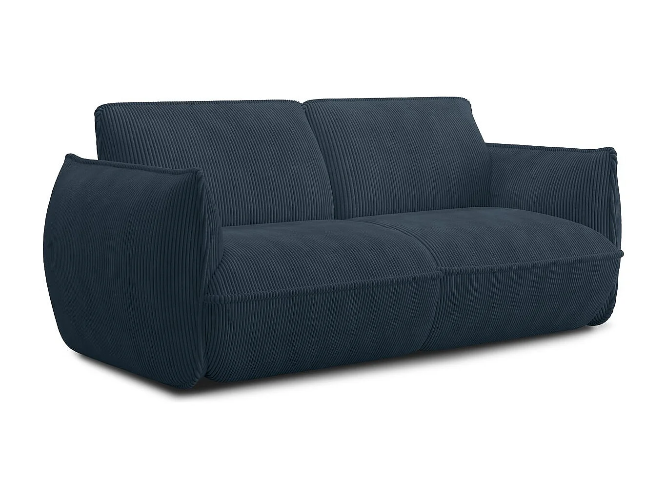 Canapé 3 places en velours côtelé bleu foncé - Lidia