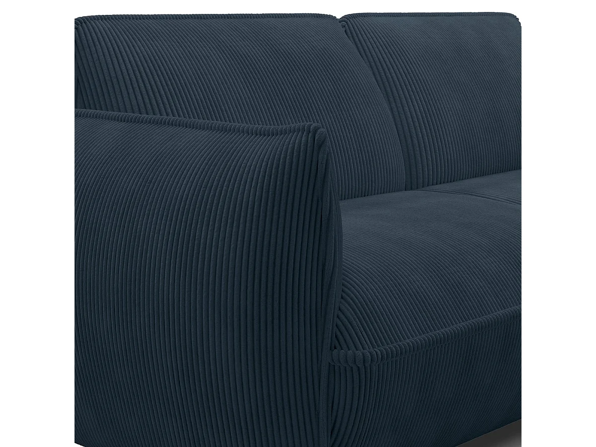 Canapé 3 places en velours côtelé bleu foncé - Lidia