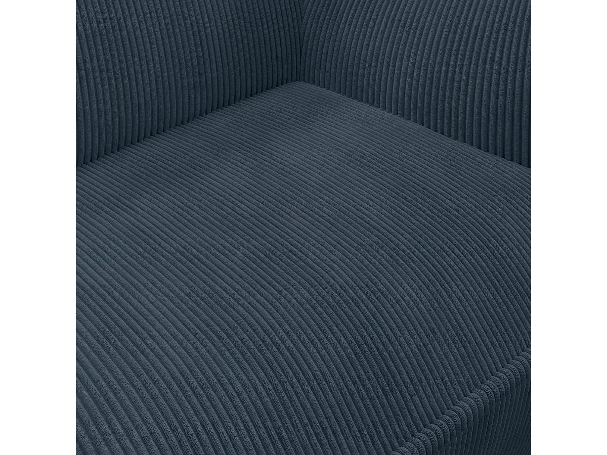 Canapé 3 places en velours côtelé bleu foncé - Lidia