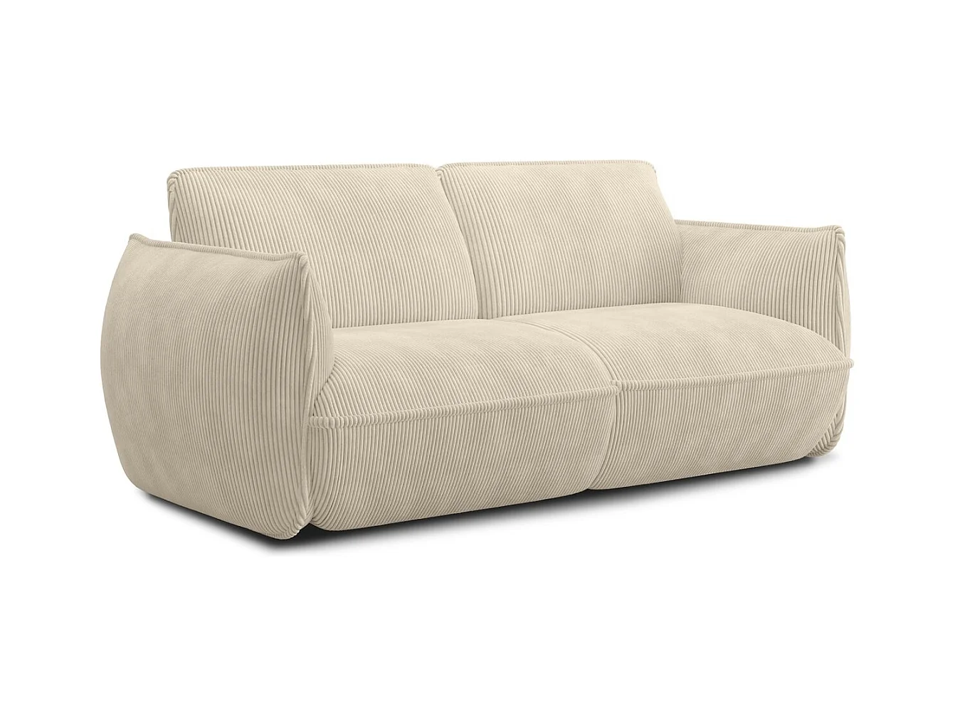 Canapé 3 places en velours côtelé beige - Lidia