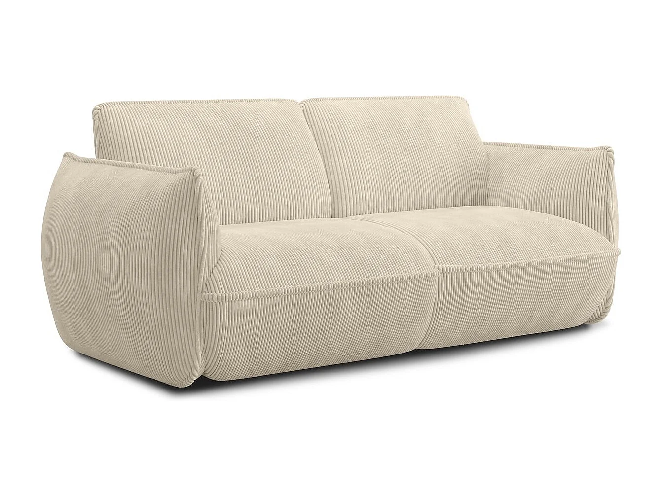 Canapé 3 places en velours côtelé beige - Lidia