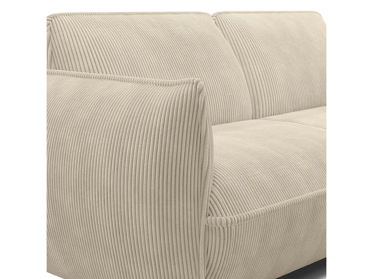 Canapé 3 places en velours côtelé beige - Lidia