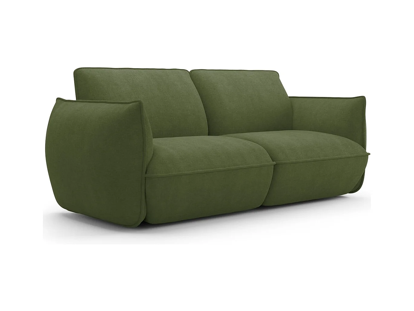 Canapé 3 places en tissu chenille vert olive - Lidia