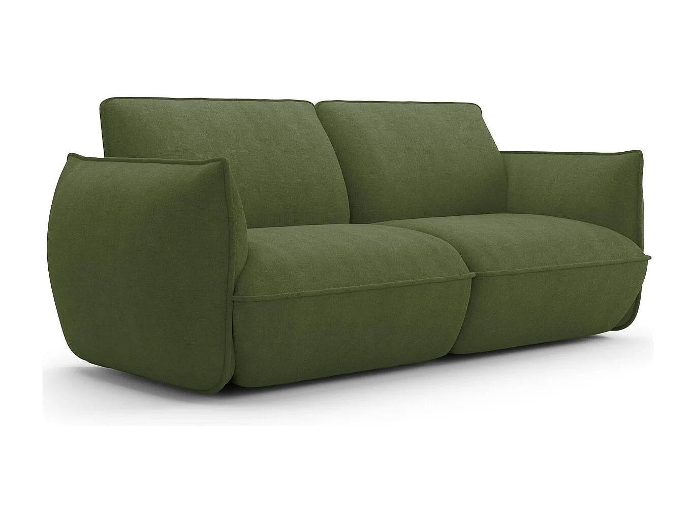 Canapé 3 places en tissu chenille vert olive - Lidia