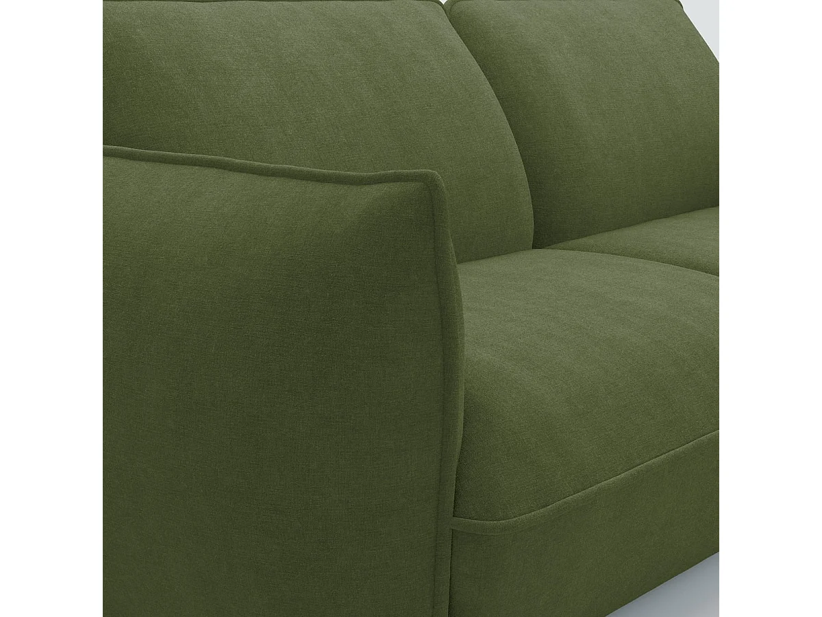 Canapé 3 places en tissu chenille vert olive - Lidia