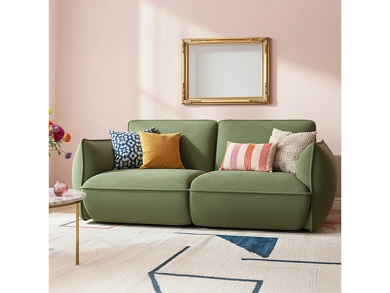 Canapé 3 places en tissu chenille vert olive - Lidia