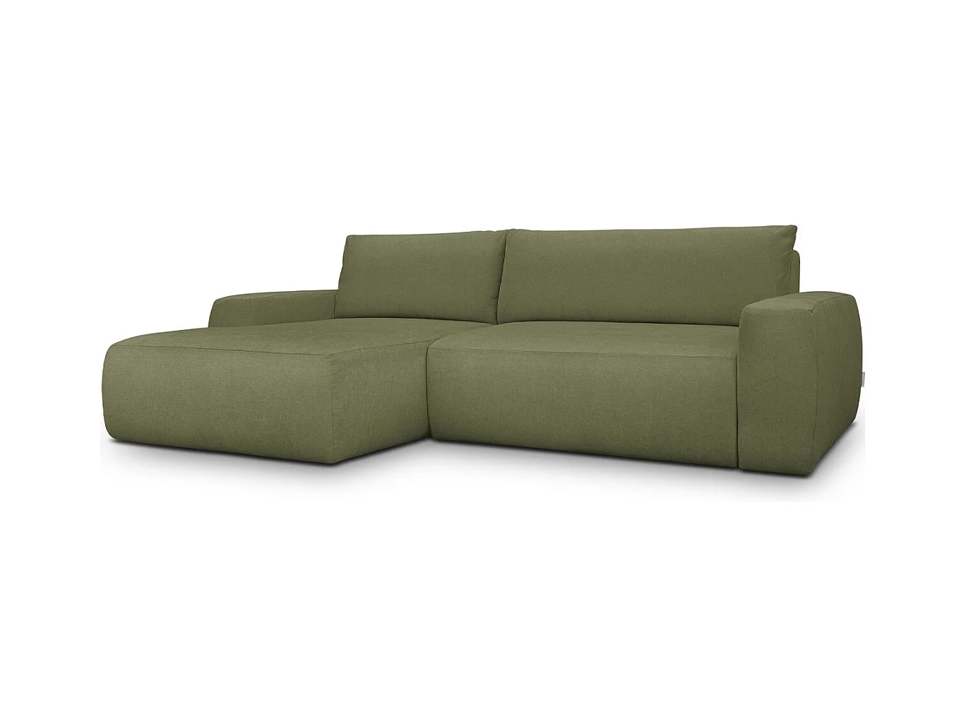 Canapé d'angle gauche convertible 3 places en tissu chenille vert olive - Sonny