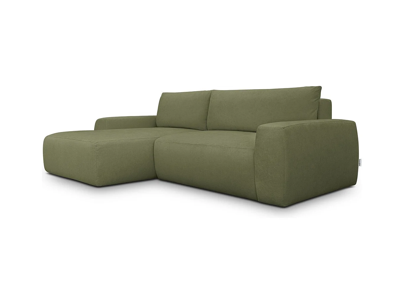 Canapé d'angle gauche convertible 3 places en tissu chenille vert olive - Sonny