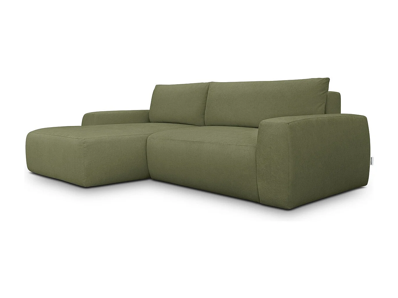Canapé d'angle gauche convertible 3 places en tissu chenille vert olive - Sonny