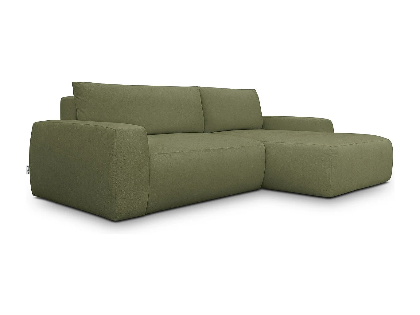 Canapé d'angle droit convertible 3 places en tissu chenille vert olive - Sonny