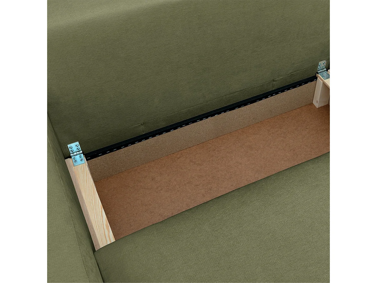 Canapé d'angle droit convertible 3 places en tissu chenille olive SONNY