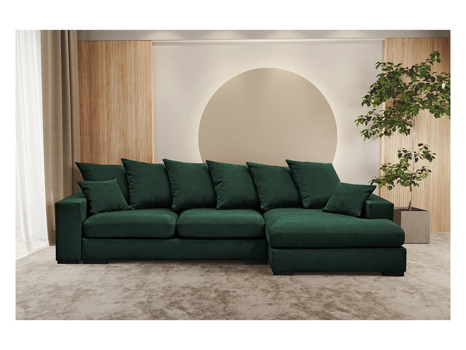 Ecksofa mit schlaffunktion und bettkasten, Sofa L-form, Couch L-form Gabon stoff Riviera Rechts Grün
