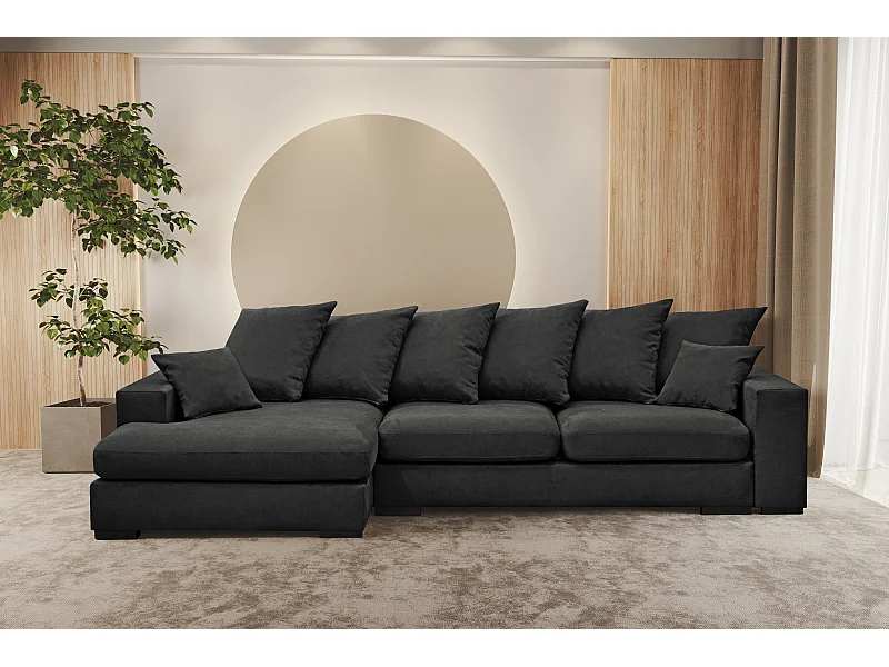 Ecksofa mit schlaffunktion und bettkasten, Sofa L-form, Couch L-form Gabon stoff Riviera Links Graphit