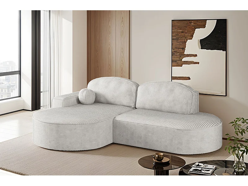 Ecksofa mit Schlaffunktion und Bettkasten Modena Runden stoff Poso Beige Links