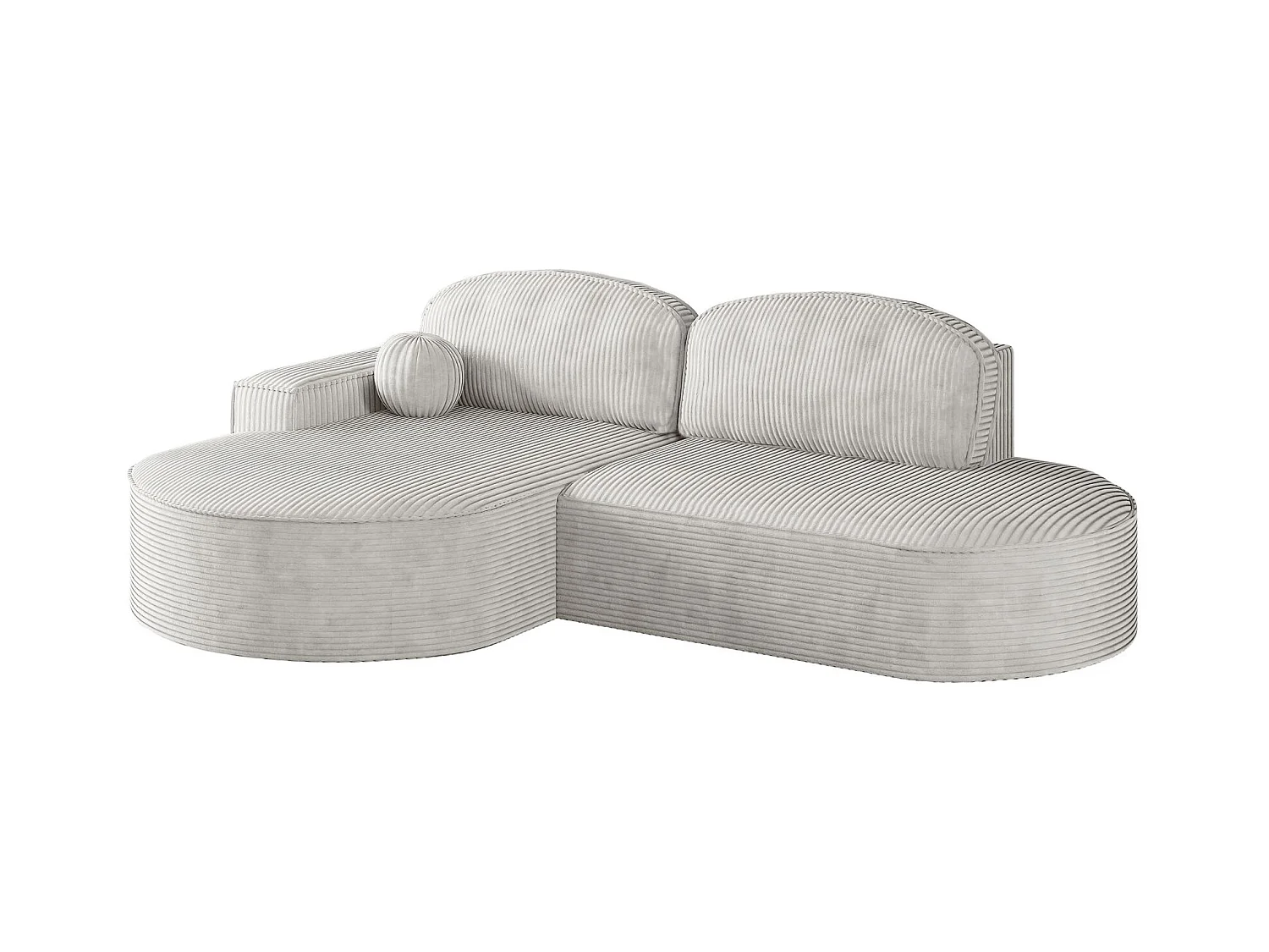 Canapé d'angle avec fonction couchage et coffre de lit Modena Round tissu Poso Beige Gauche