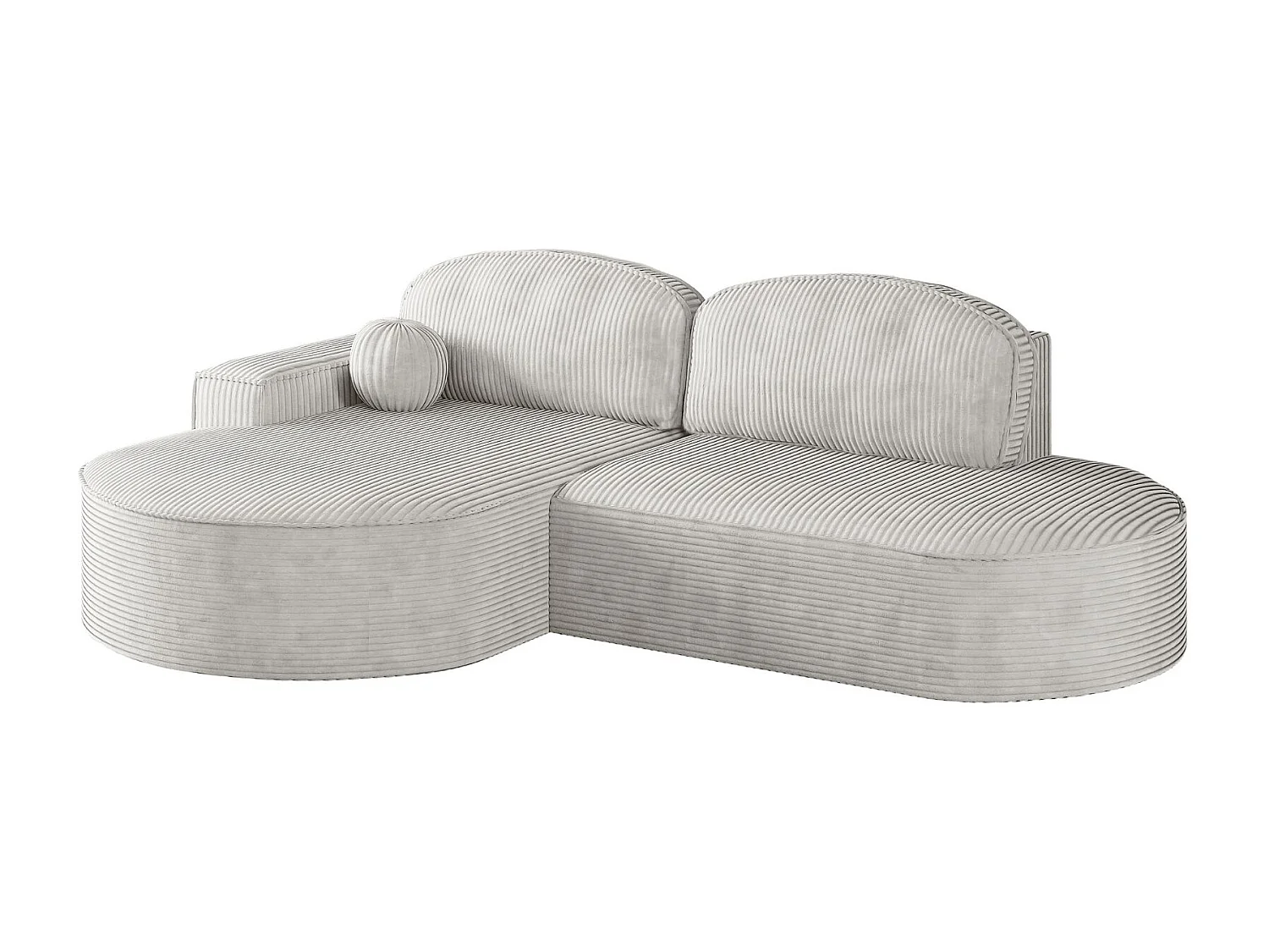 Canapé d'angle avec fonction couchage et coffre de lit Modena Round tissu Poso Beige Gauche