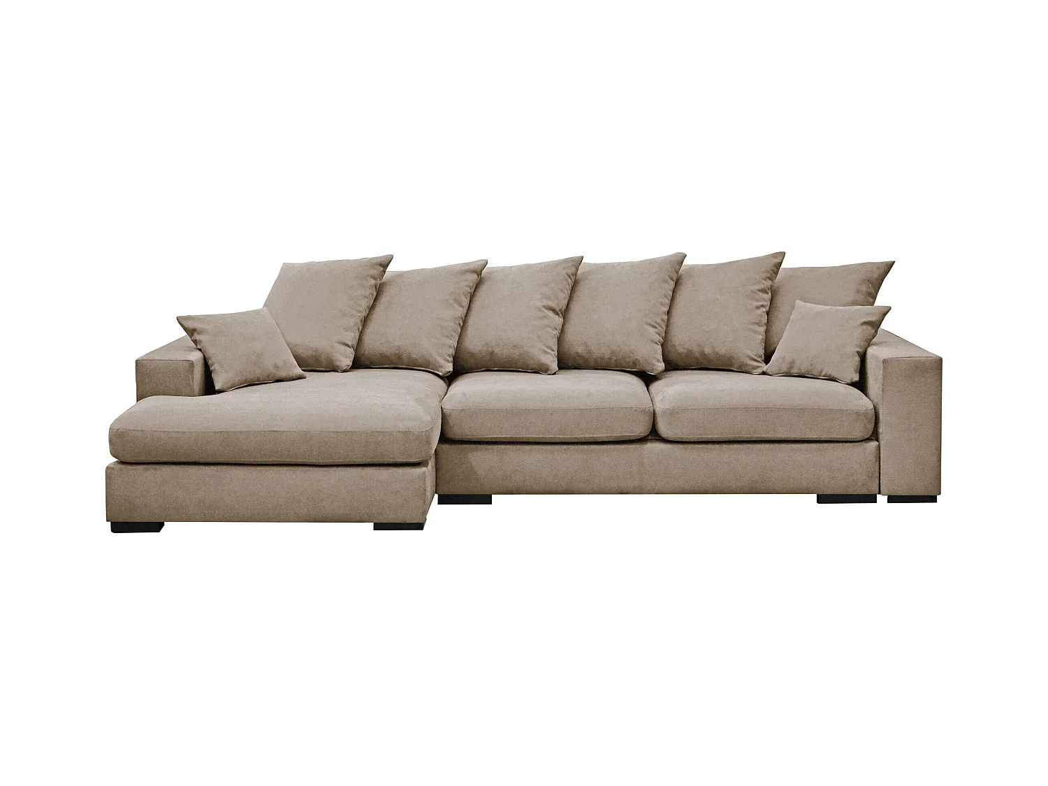 Canapé d'angle avec fonction couchage et coffre de lit, canapé en L, canapé en L tissu Gabon Riviera Gauche Beige