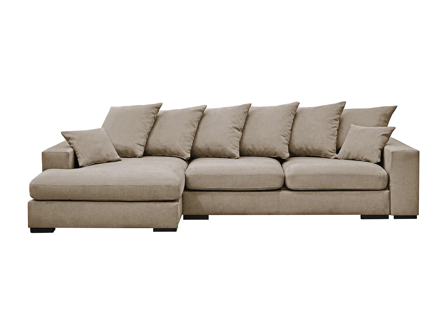 Canapé d'angle avec fonction couchage et coffre de lit, canapé en L, canapé en L tissu Gabon Riviera Gauche Beige