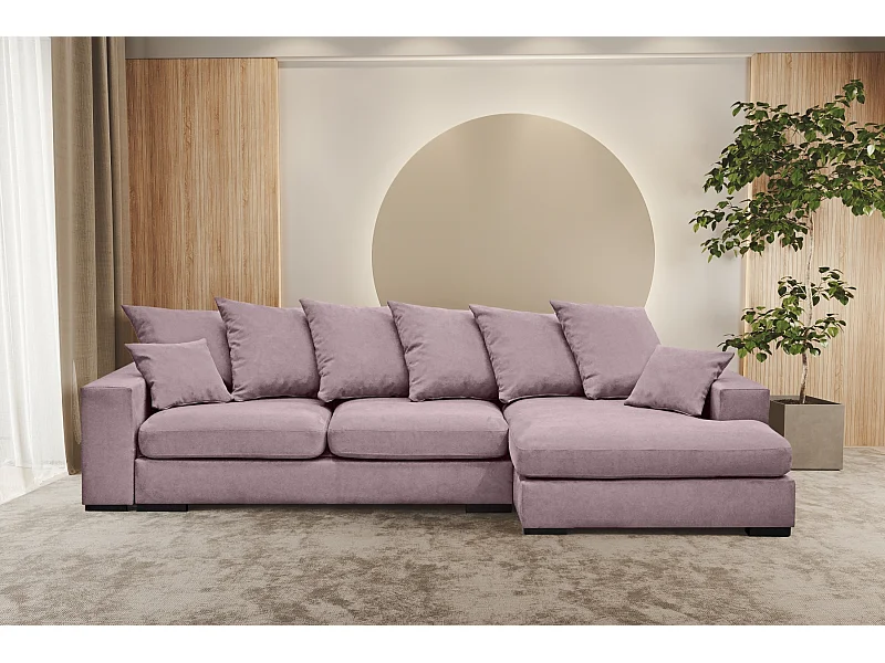 Ecksofa mit schlaffunktion und bettkasten, Sofa L-form, Couch L-form Gabon stoff Riviera Rechts Lila