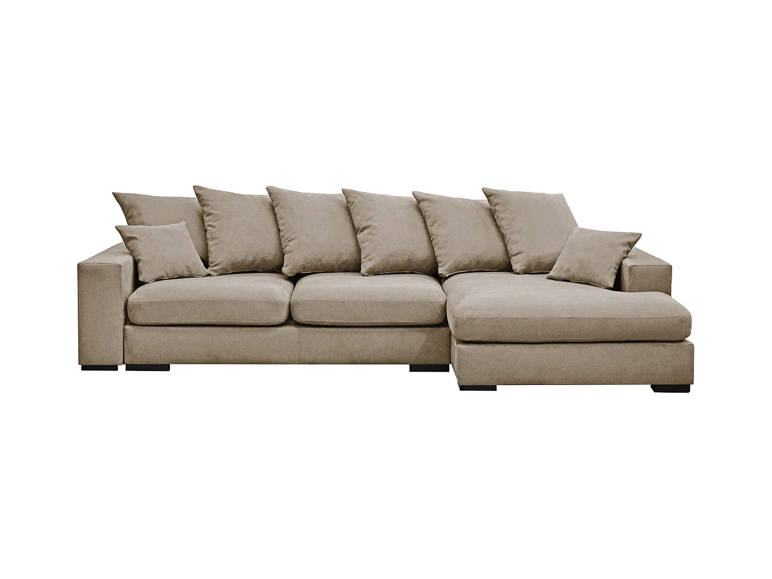 Canapé d'angle avec fonction couchage et coffre de lit, canapé en L, canapé en L tissu Gabon Riviera Droite Beige