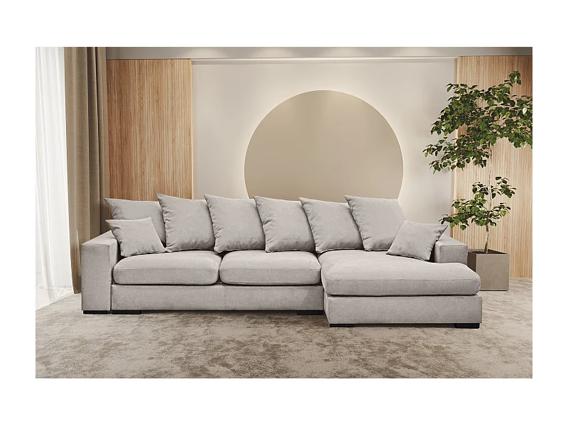 Ecksofa mit schlaffunktion und bettkasten, Sofa L-form, Couch L-form Gabon stoff Riviera Rechts Hellgrau