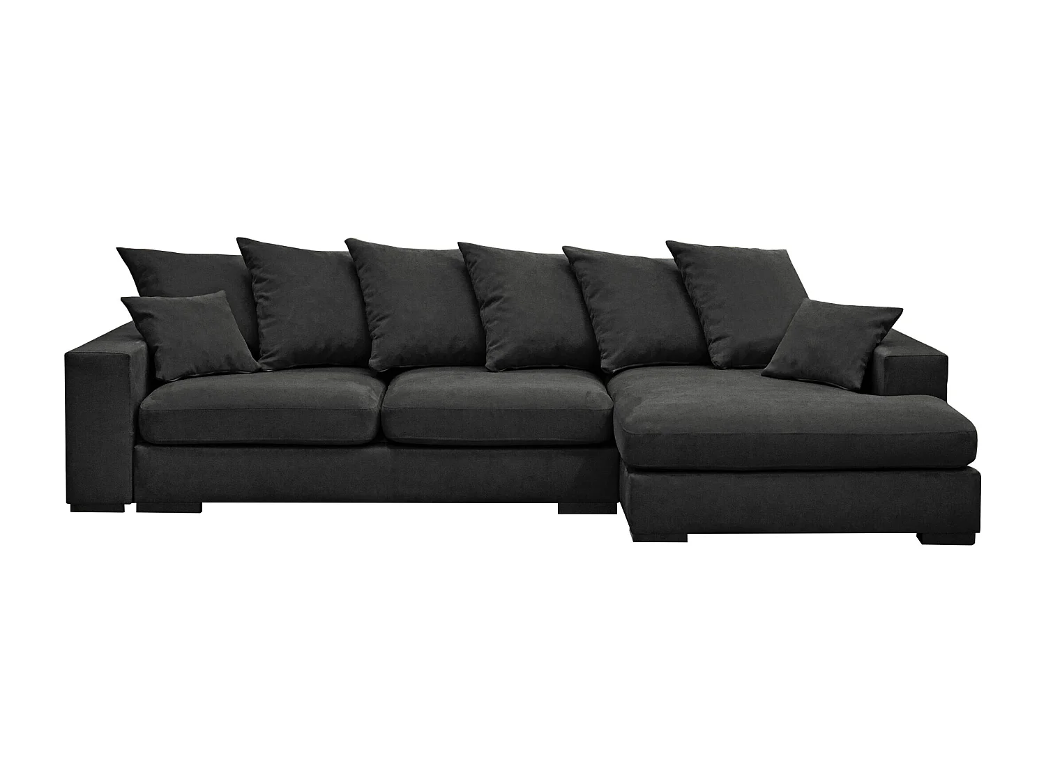 Canapé d'angle avec fonction couchage et coffre de lit, Canapé forme L, Canapé forme L tissu Gabon Riviera Droite Graphite