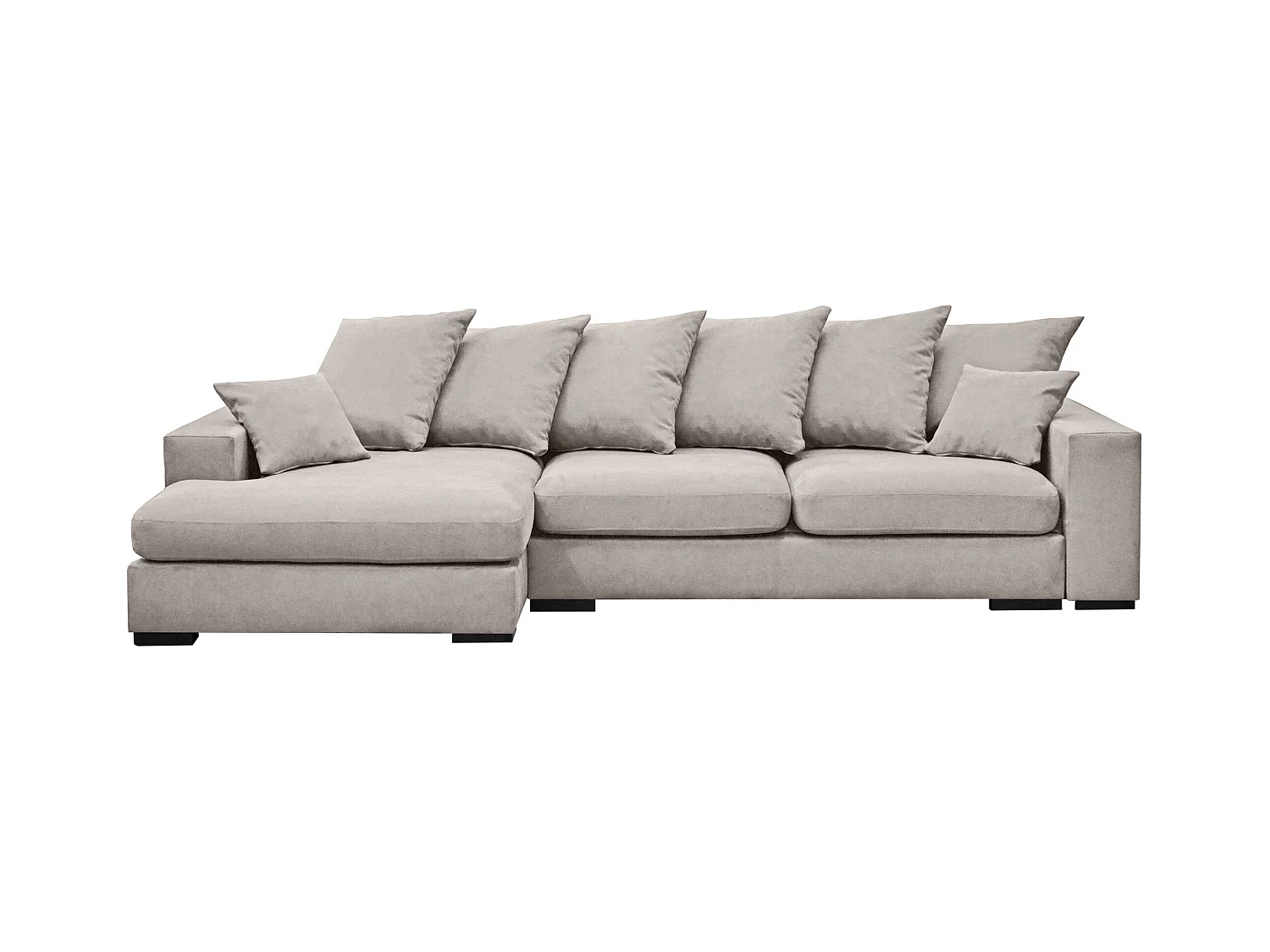 Canapé d'angle avec fonction couchage et coffre de lit, canapé en L, canapé en L tissu Gabon Riviera Gauche Gris Clair