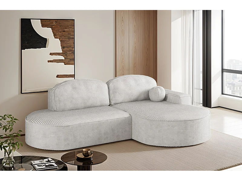 Hoekbank met slaapfunctie en bedstee Modena Ronde stof Poso Beige Rechts