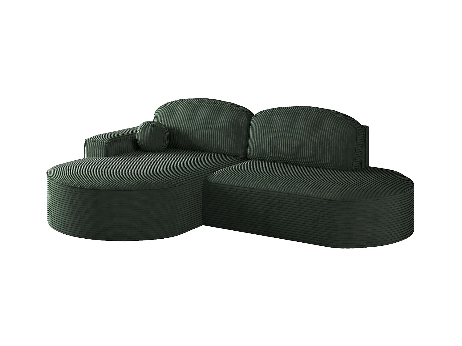Canapé d'angle avec fonction couchage et coffre de lit Modena Round tissu Poso Green Left
