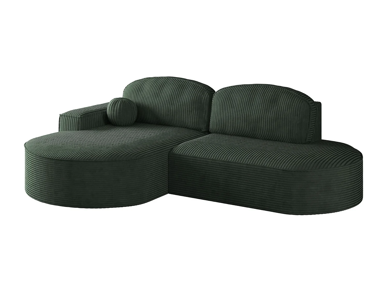 Canapé d'angle avec fonction couchage et coffre de lit Modena Round tissu Poso Green Left