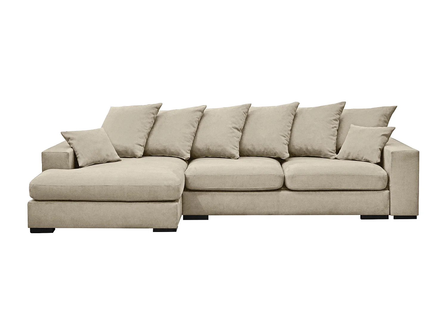 Canapé d'angle avec fonction couchage et coffre de lit, Canapé forme L, Canapé forme L tissu Gabon Riviera Gauche Beige Clair