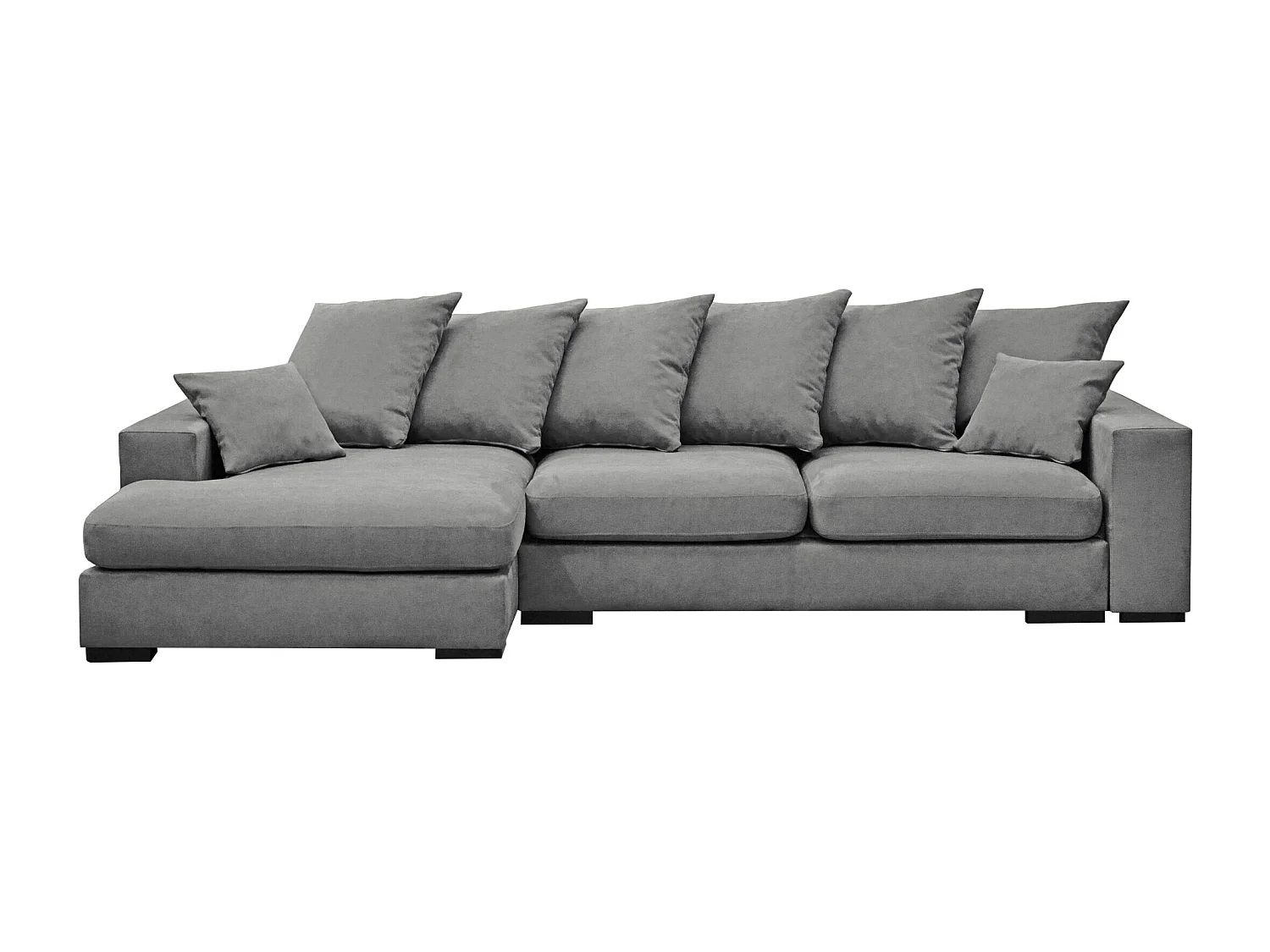 Ecksofa mit schlaffunktion und bettkasten, Sofa L-form, Couch L-form Gabon stoff Riviera Links Grau