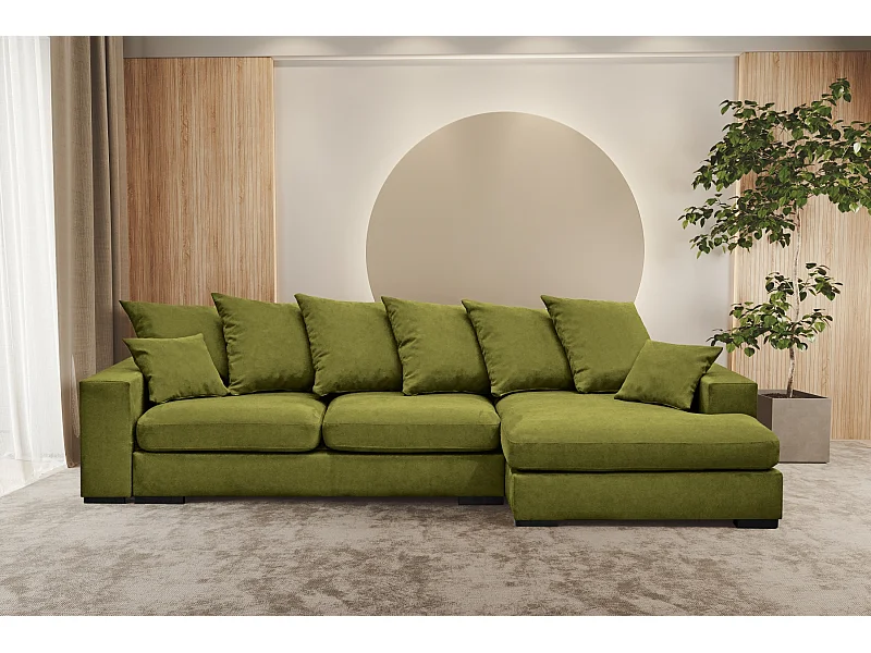 Ecksofa mit schlaffunktion und bettkasten, Sofa L-form, Couch L-form Gabon stoff Riviera Rechts Hellgrün